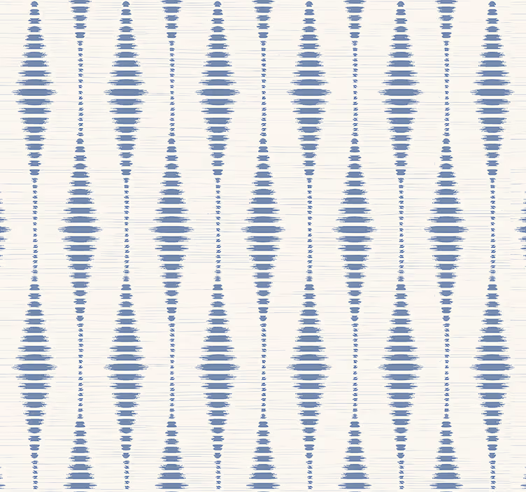 Cortina roller living comedor rabaul ikat azul y beige - TenVinilo