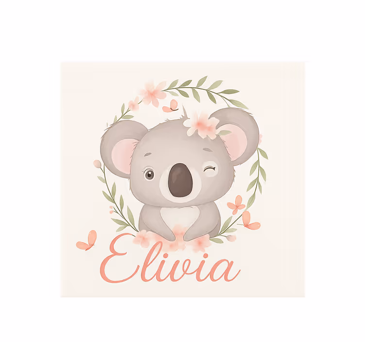 Cortina roller personalizable koala con nombre - TenVinilo
