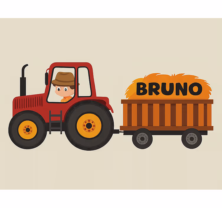 Cortina roller infantil diseño de tractor con nombre - TenVinilo