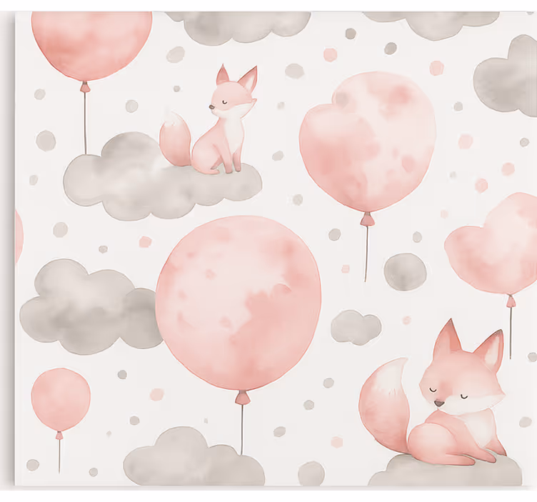 Cortina roller infantil globos y nubes pastel - TenVinilo