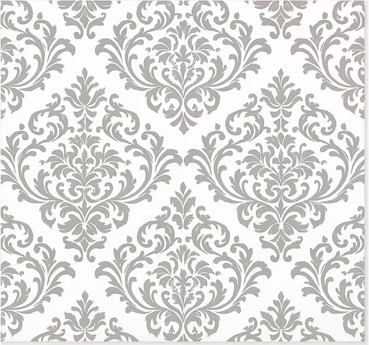 Cortina roller living comedor patrón gris barroco - TenVinilo