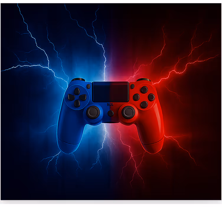 Cortina roller geek controlador eléctrico rojo azul - TenVinilo