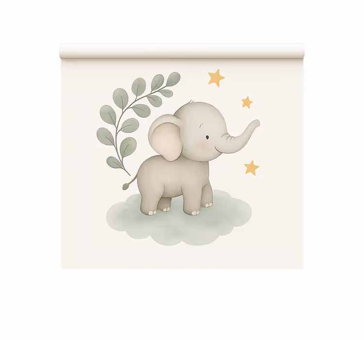 Cortina roller nórdico elefante bebé personalizable - TenVinilo