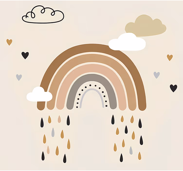 Cortina roller nórdico tono nude arco iris de lluvia - TenVinilo