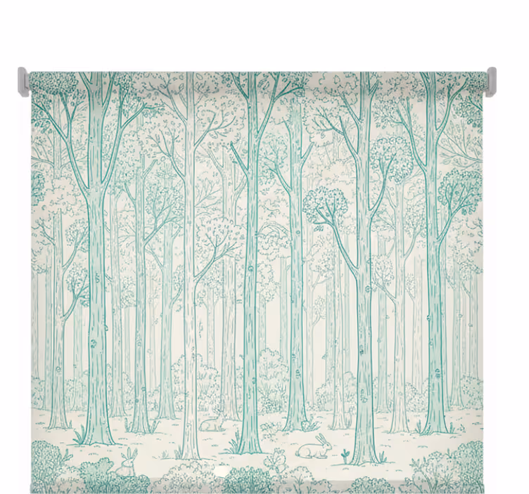 Cortina roller árboles bosque en acuarela menta - TenVinilo