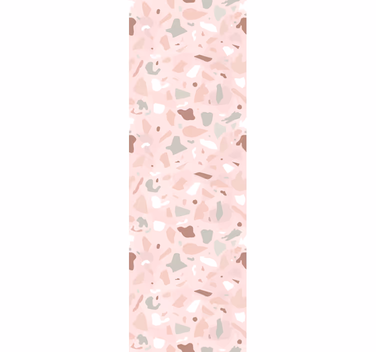 Cortina roller cocina patrón terrazzo tonos rosas - TenVinilo