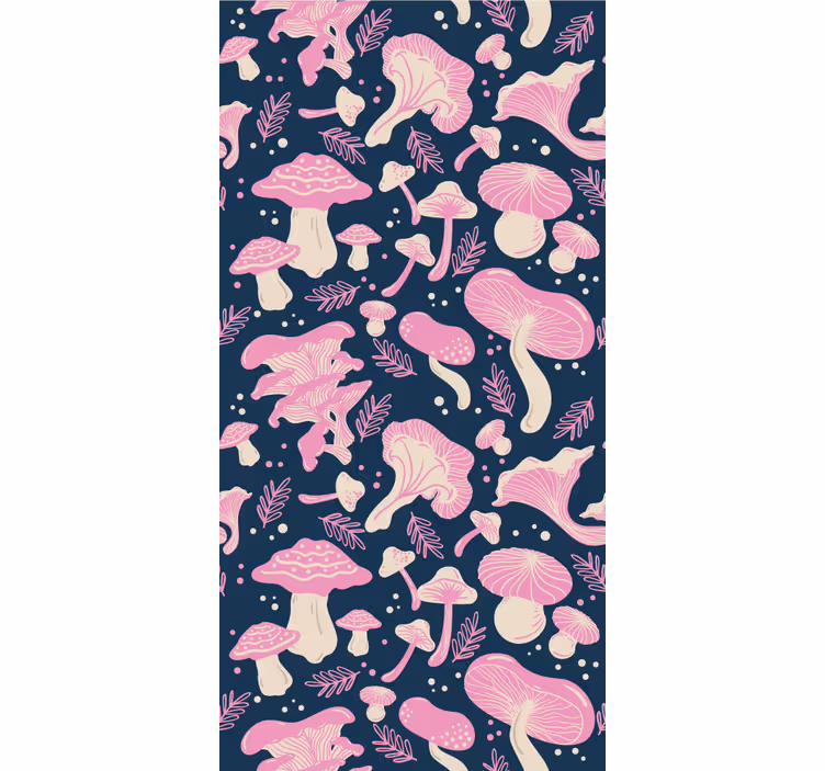 Cortina roller cocina patrón de hongos rosa - TenVinilo