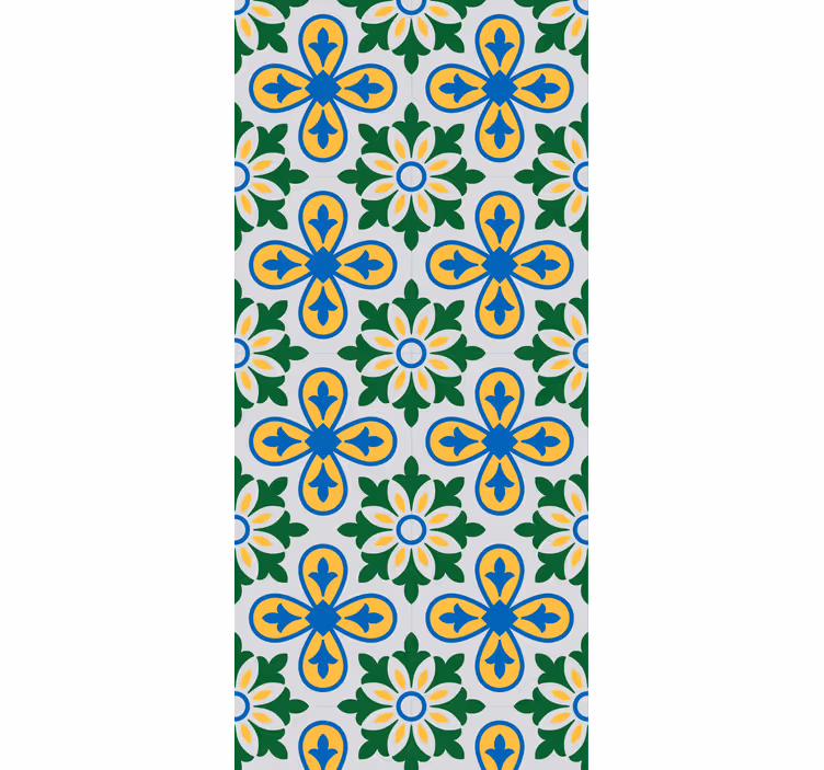 Cortina roller cocina azulejo portugués amarillo y azul - TenVinilo