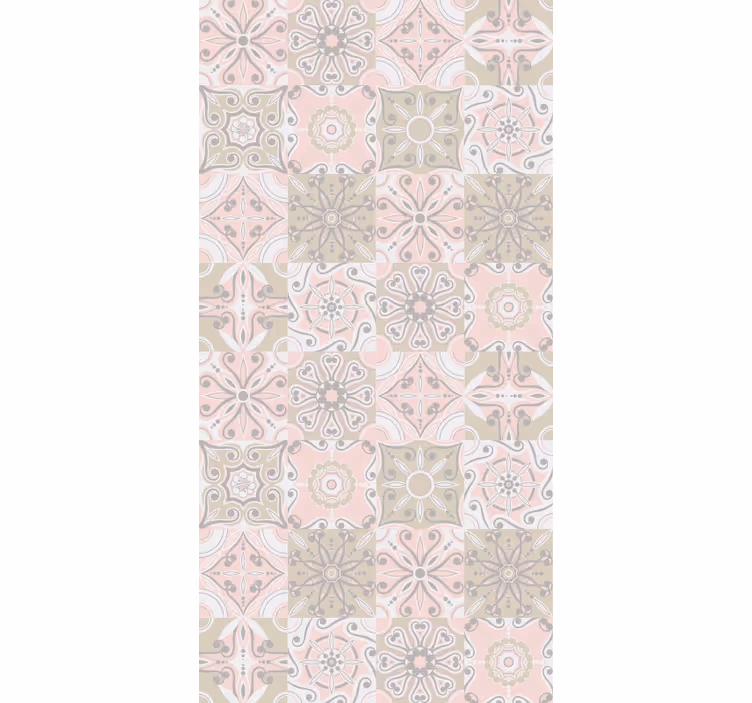 Cortina roller cocina azulejos rosa y gris - TenVinilo