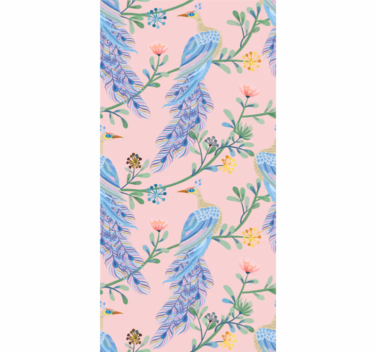 Cortina roller comedor pájaros en paraíso rosa - TenVinilo