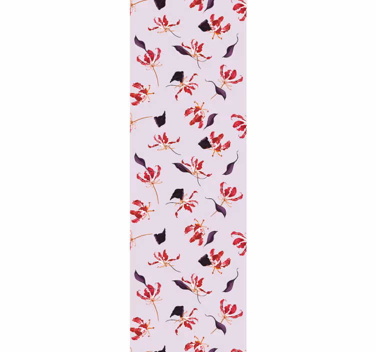 Cortina roller comedor diseño floral lirio rojo dibujado - TenVinilo