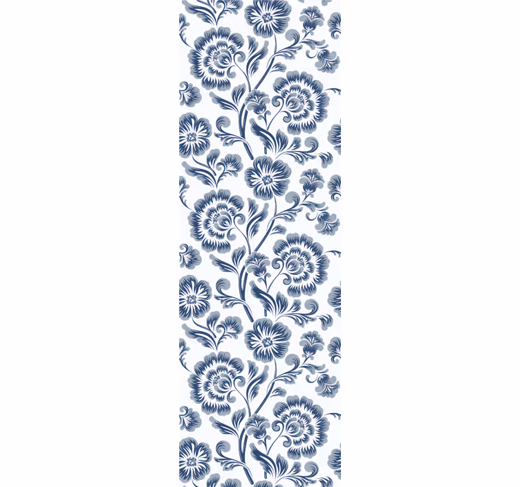 Cortina roller comedor flores azules estilo grandmillenial - TenVinilo