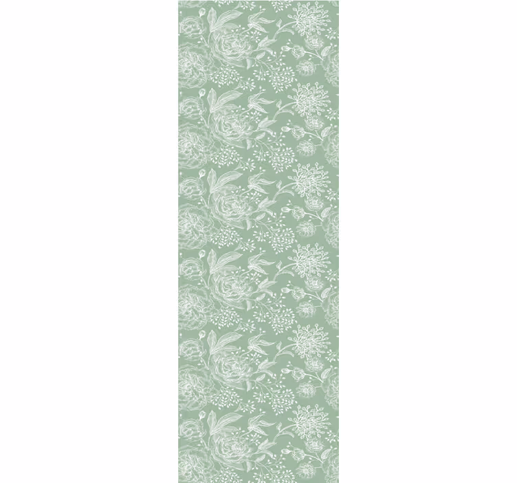 Cortina roller comedor estilo grandmillenial floral verde - TenVinilo