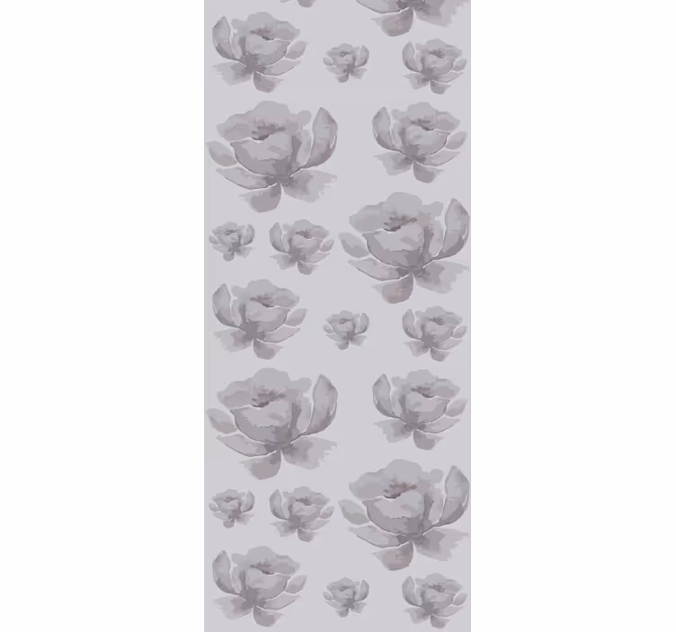 Cortina roller comedor estampado floral gris años 80 - TenVinilo