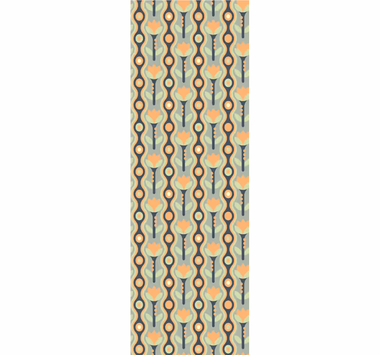Cortina roller comedor naranja irregular floral - TenVinilo