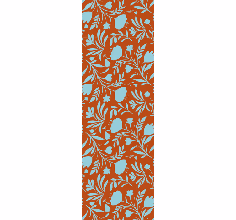 Cortina roller comedor diseño original flores azules - TenVinilo