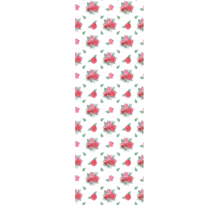 Cortina roller comedor patrón de rosas rojas y pink - TenVinilo