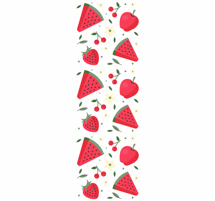 Cortina roller comedor patrón de diferentes frutas - TenVinilo