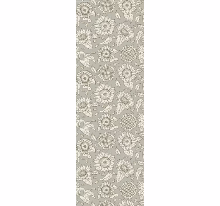 Cortina roller comedor girasoles grises - TenVinilo