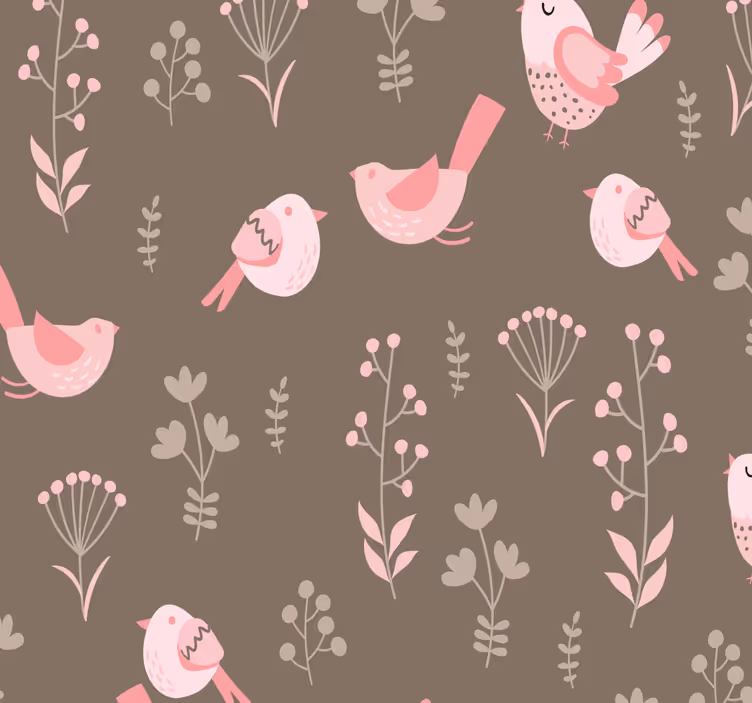 Cortina roller comedor pájaros rosa vintage - TenVinilo