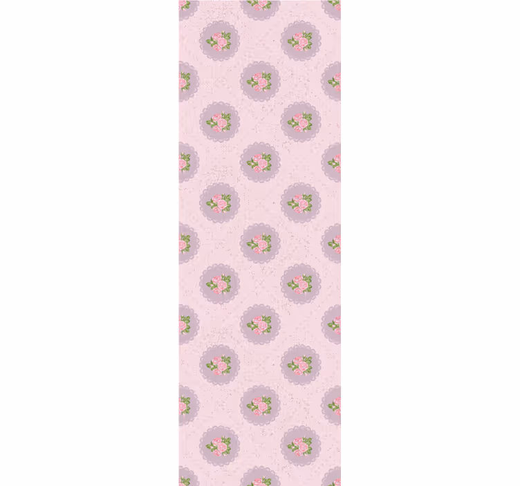 Cortina roller comedor patrón cuadrado rosa vintage - TenVinilo