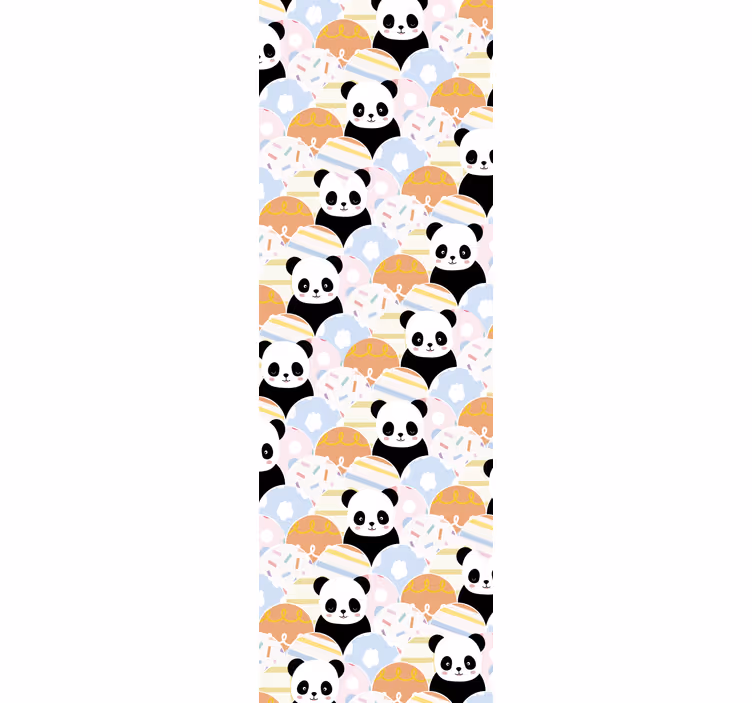 Cortina roller infantil diseño patchwork panda - TenVinilo