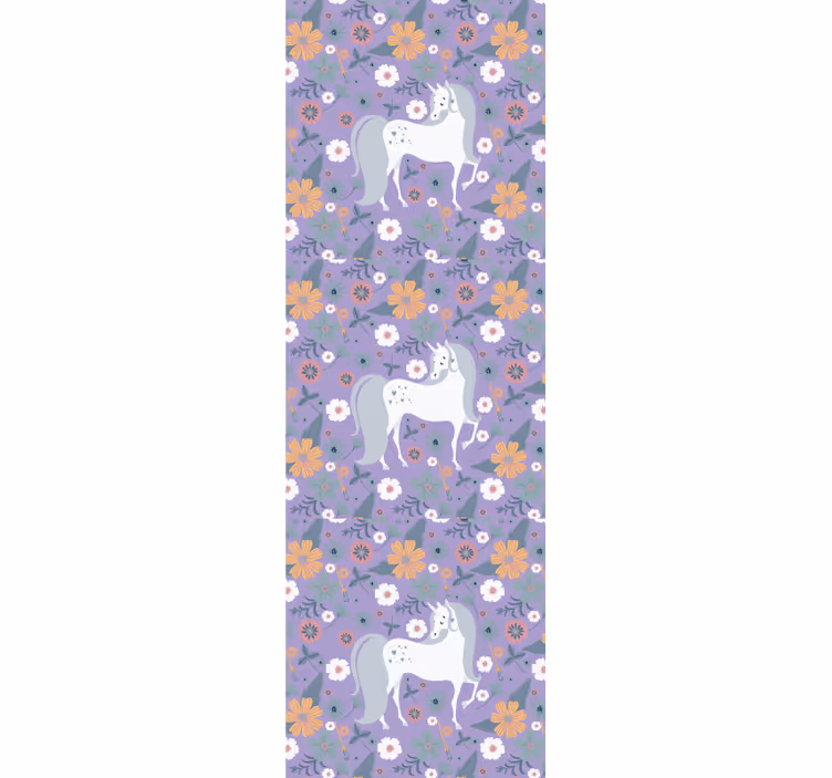 Cortina roller infantil unicornios artísticos con flores - TenVinilo
