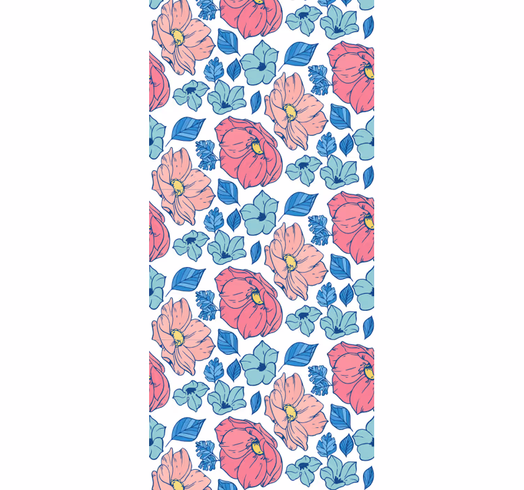 Cortina roller infantil flores delicadas en rosa y azul - TenVinilo