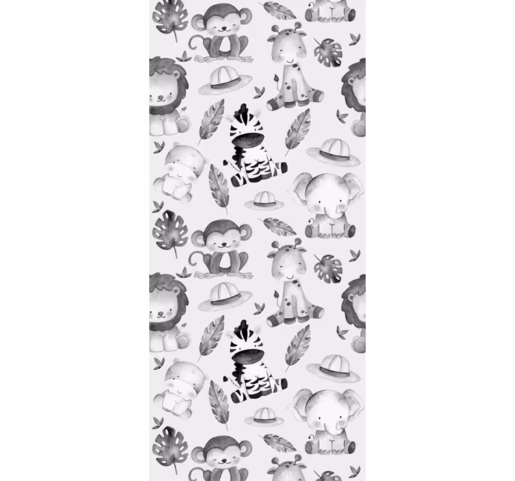 Cortina roller infantil animales de zoológico grises - TenVinilo