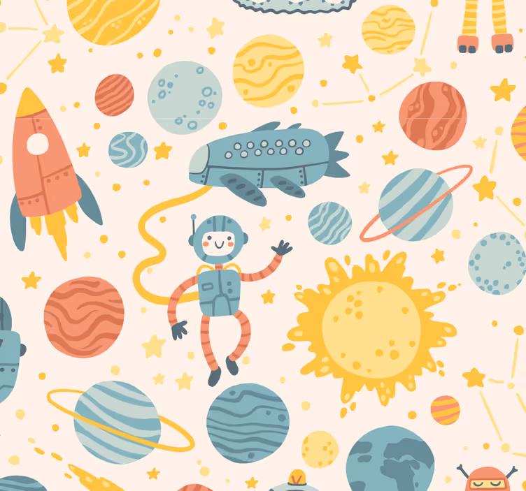 Cortina roller infantil escena de aventura espacial - TenVinilo