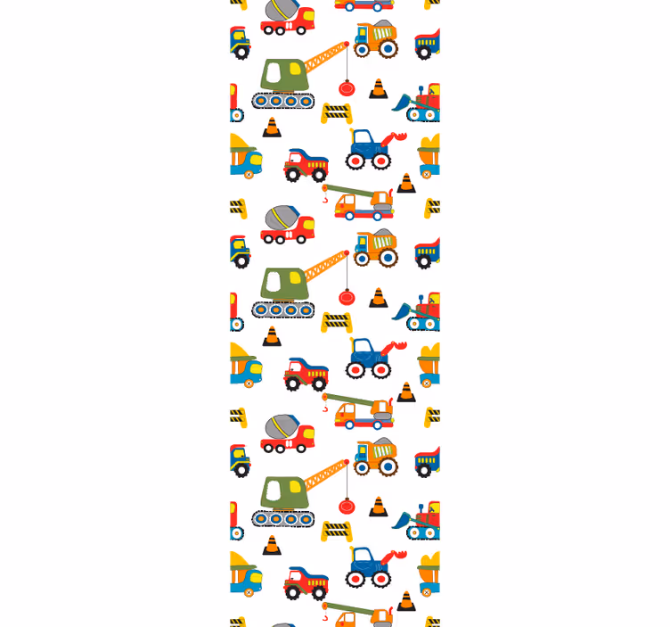 Cortina roller infantil diseño tierno de excavadoras - TenVinilo