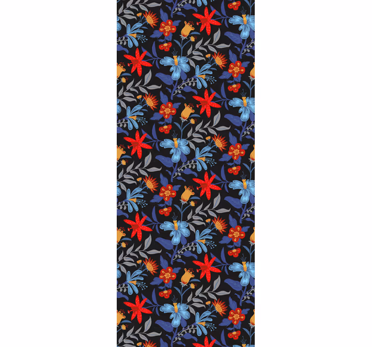 Cortina roller oficina estampado flores negro - TenVinilo