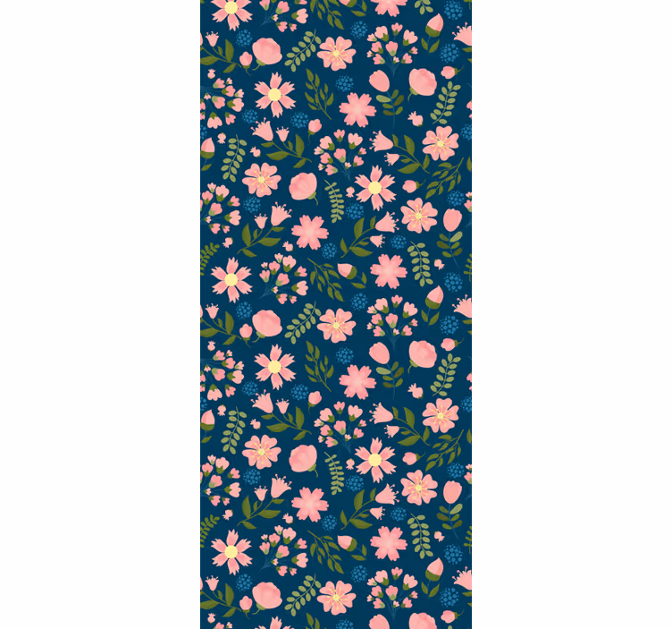 Cortina roller oficina flowerprint 'floflo' azul - TenVinilo