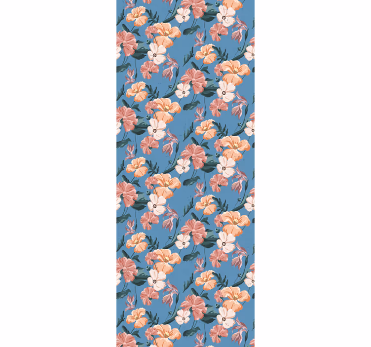 Cortina roller oficina estampado flores jeans - TenVinilo