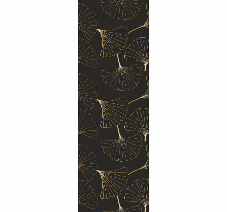 Cortina roller oficina hojas de ginkgo carbón oro - TenVinilo