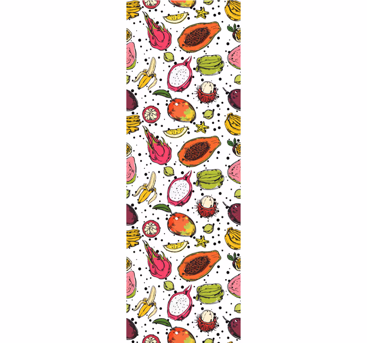 Cortina roller moderno boceto de frutas exóticas - TenVinilo