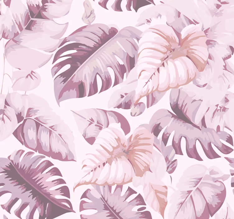 Cortina roller rosa hojas tropicales grandes - TenVinilo