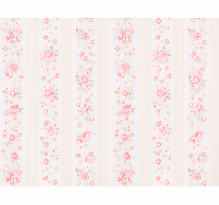 Cortina roller rosa rayas florales retro - TenVinilo