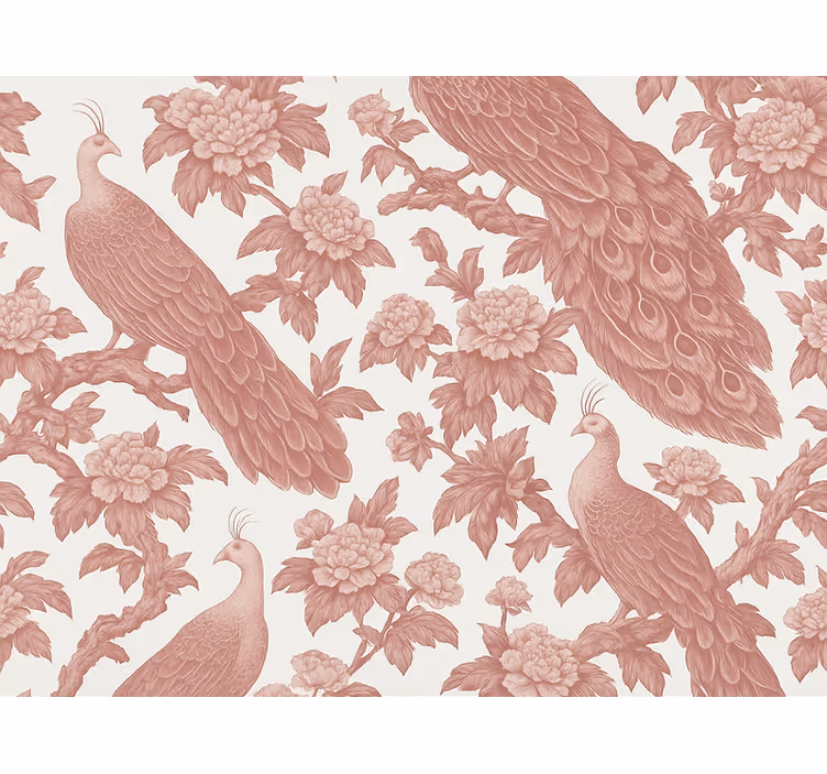 Cortina roller rosa con diseño de pavos reales rosas - TenVinilo