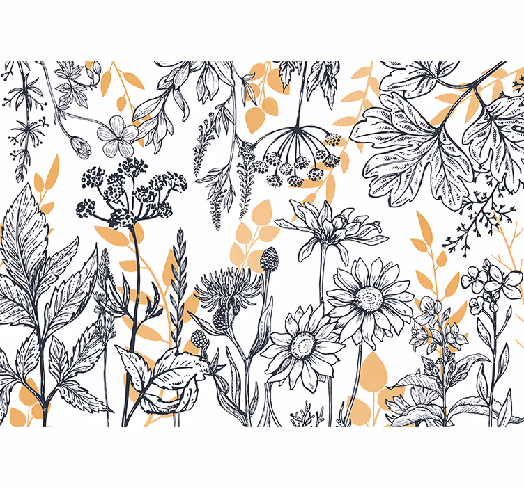 Cortina roller living comedor glamour floral dorado - TenVinilo