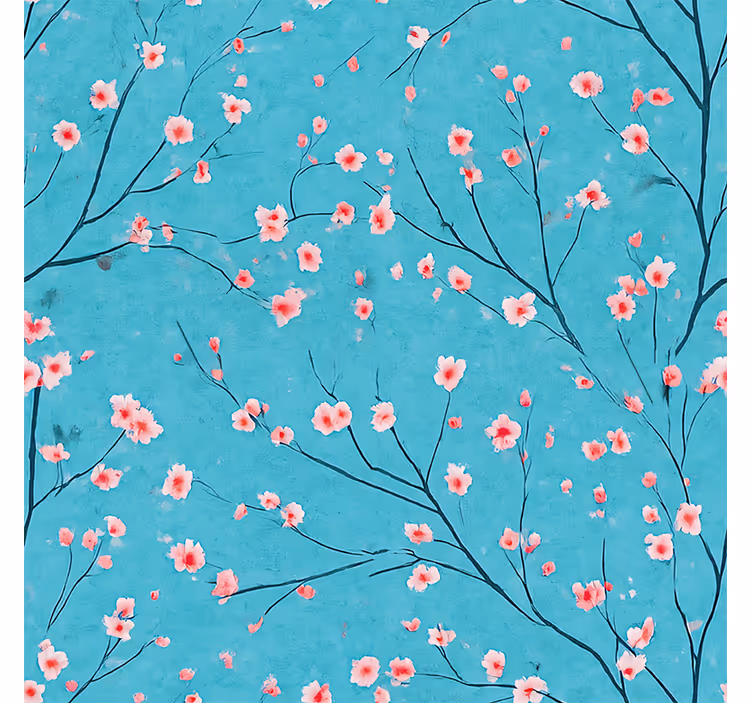Cortina roller azul flores de cerezo teal - TenVinilo