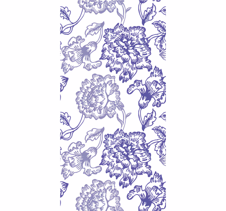 Cortina roller azul con elegantes patrones florales - TenVinilo