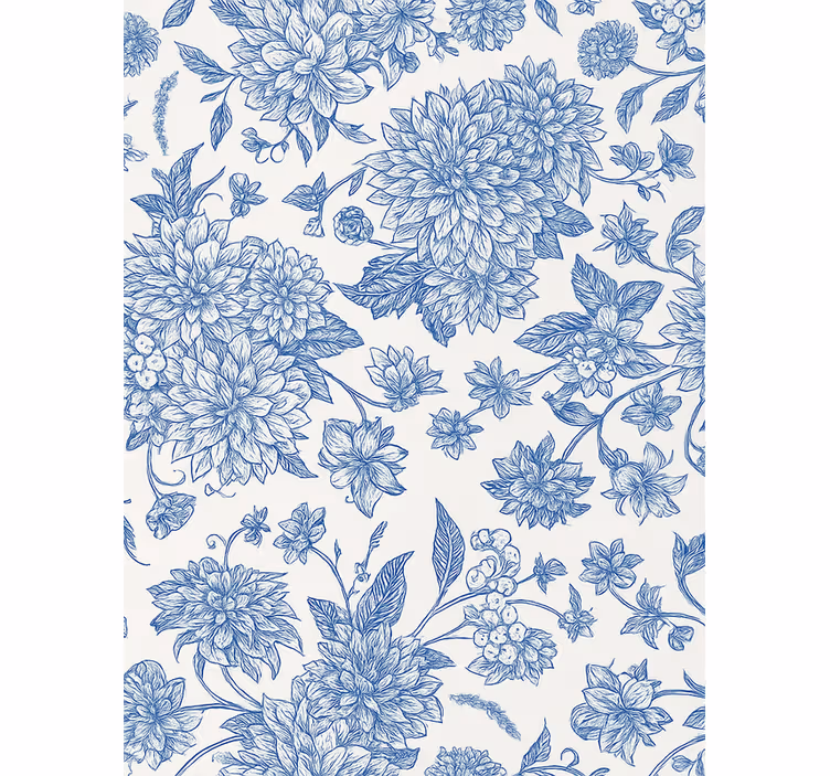 Cortina roller azul dahlia azul floral - TenVinilo