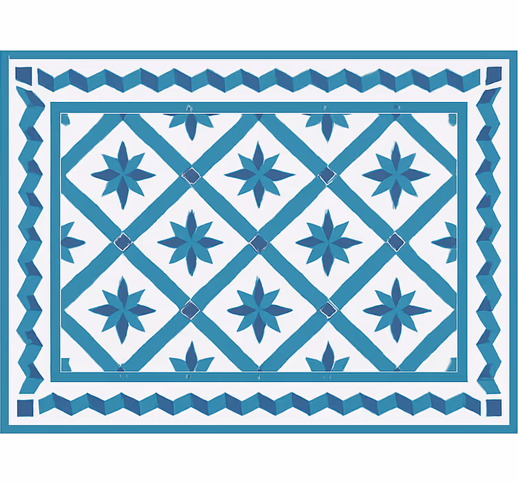 Cortina roller azul azulejos de estrellas geométricos - TenVinilo