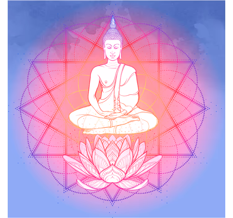 Cortina roller living comedor mandala buda meditando - TenVinilo