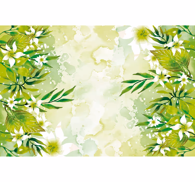 Cortina roller verde con motivos florales verdes - TenVinilo