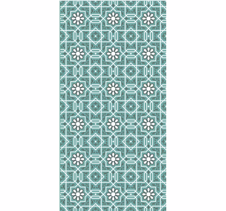 Cortina roller verde azulejos florales verdes - TenVinilo