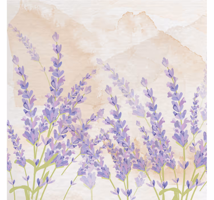 Cortina roller living comedor pintura acuarela lavanda - TenVinilo