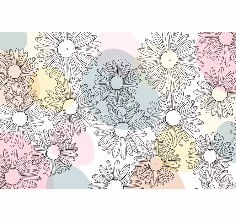 Cortina roller living comedor formas y flores kawaii - TenVinilo