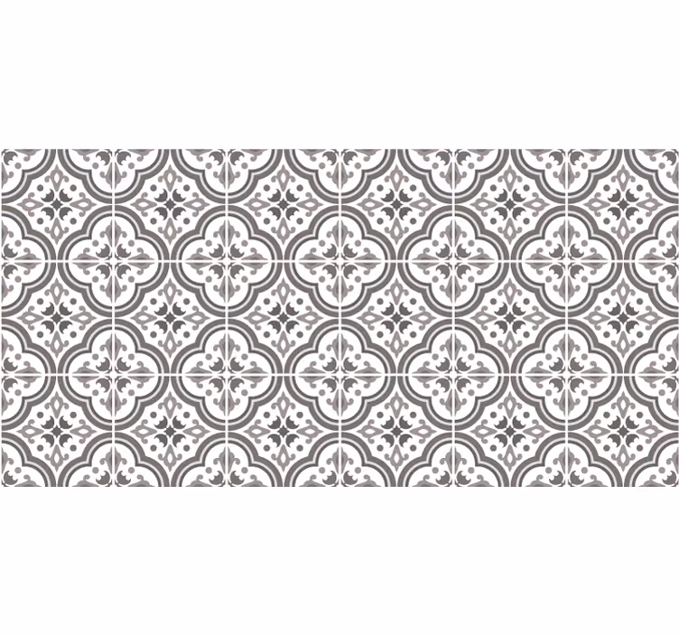 Cortina roller gris azulejos y flores - TenVinilo